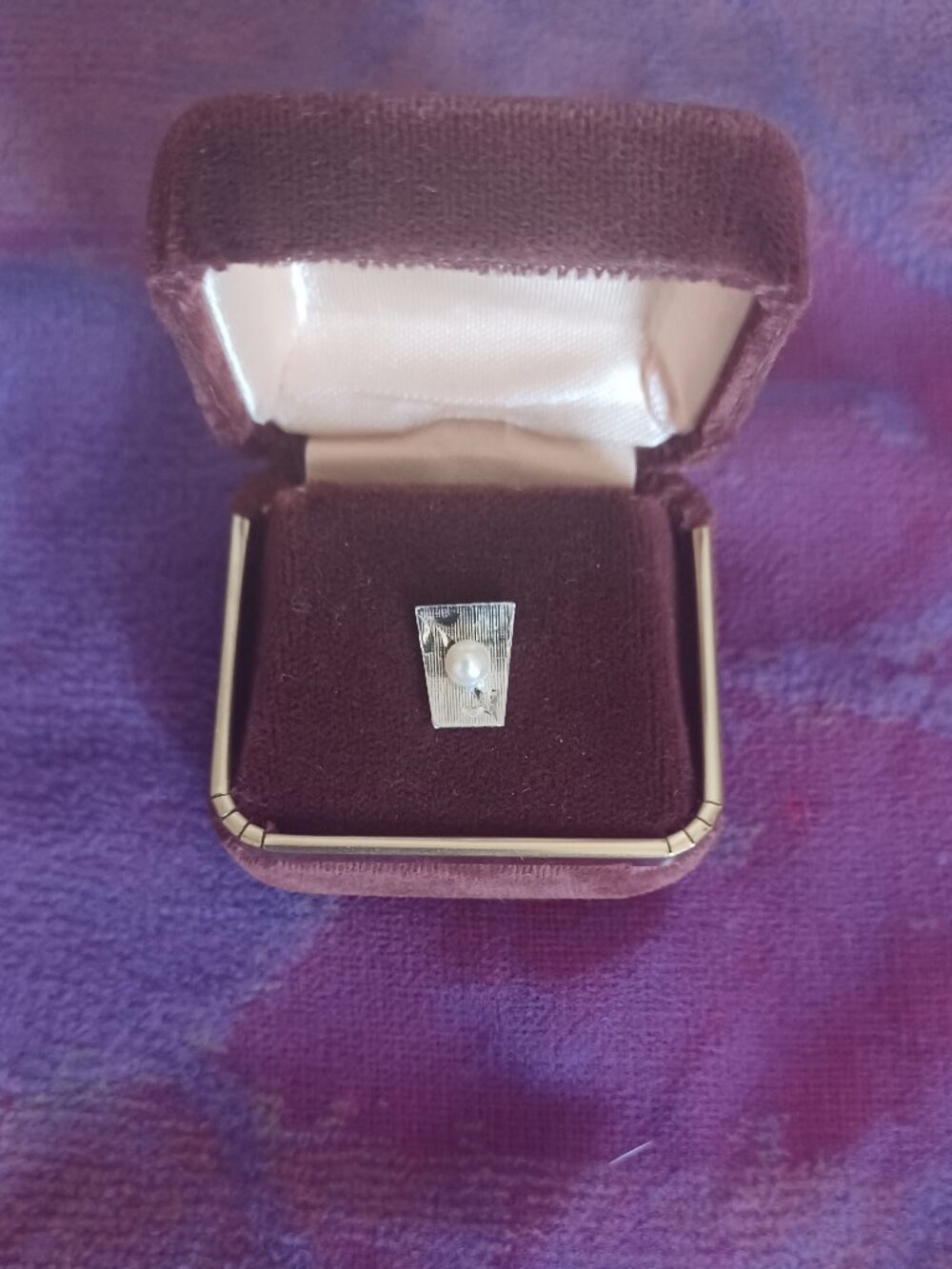 Vintage Men's White Gold Overlay Pearl Tie Tack